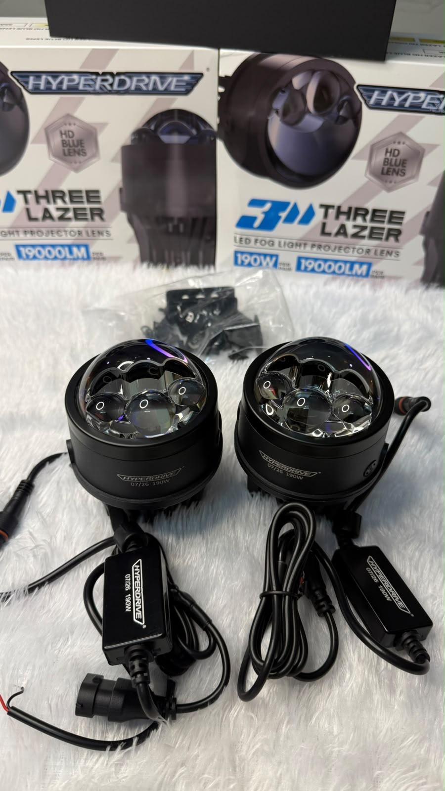 HYPERDRIVE 190W Triple Laser Bi-LED Fog Projector Light | HD Blue Lens | 1000M Long Range