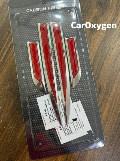 1Pair Car Side Fender Sticker Chrome + Carbon Fiber 3D Stickers Car Front Side Fender Vent Decal Stickers Bumper Trim Molding Car Decoration Exterior Accessories