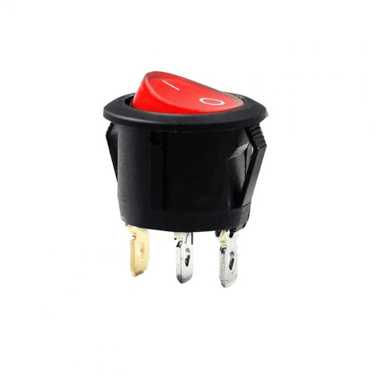 Round Type Rocker Switch 3 pin 6A 250V AC Red LED