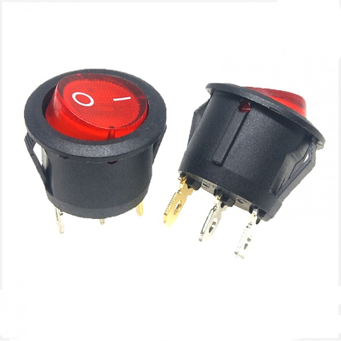 Rocker Switch Rond Round Type Rocker Switch 3 pin 6A 250V AC Red LED – Caroxygen