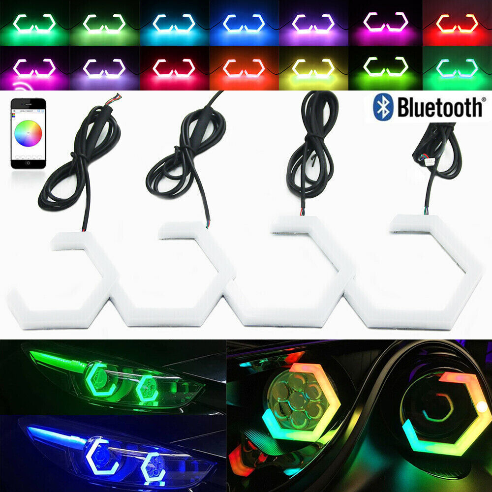 4PCS/Set RGB APP Angel Eyes LED Halo Rings 12V 24V Auto Car DRL Angel Eyes Led Headlights Car Accessories