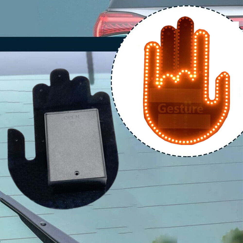 Hand Gesture Light for Car, Finger Gesture Light with Remote, LED Stickers for Car Window, Car LED Sign Finger Lights Funny Car Accessory