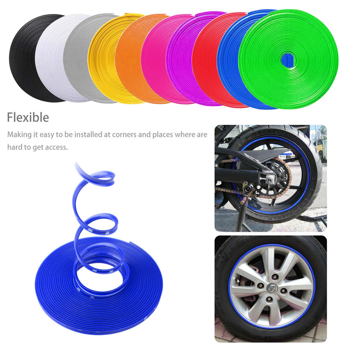 Car Universal Alloy Wheel Hub Rim Ring Tyre Guard Edge Protector Beading Sticker Decorative Strip