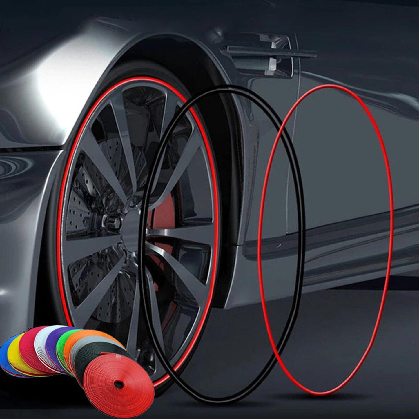 Car Universal Alloy Wheel Hub Rim Ring Tyre Guard Edge Protector Beading Sticker Decorative Strip