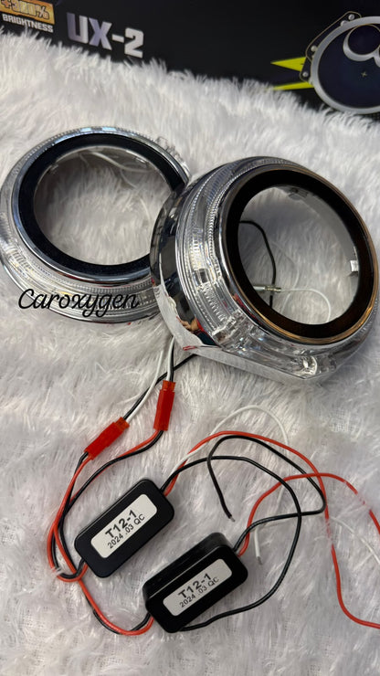 Car Headlight Shrouds Chrome Finish With led light Stylish Headlight Modification Accessory- Set of 2