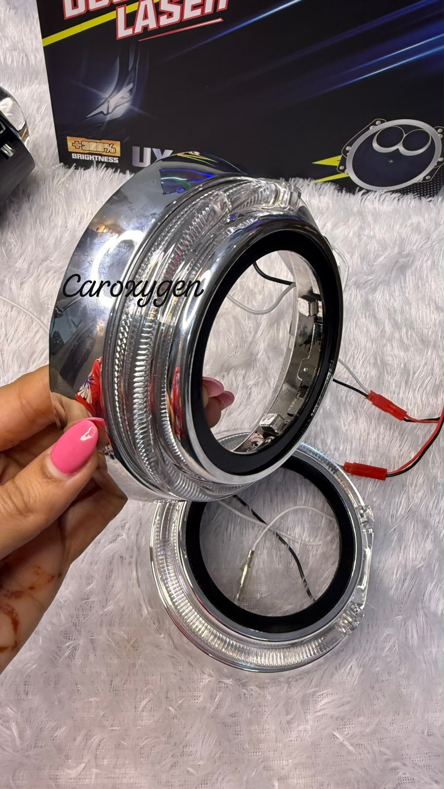 Car Headlight Shrouds Chrome Finish With led light Stylish Headlight Modification Accessory- Set of 2