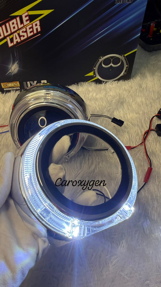 Car Headlight Shrouds Chrome Finish With led light Stylish Headlight Modification Accessory- Set of 2