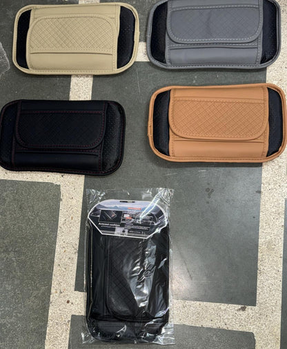 Center Console Arm-Rest Pad with Side Pockets, Small Size for Hatchbacks, Sedans Etc Car Armrest Seat Box Cover, Leather Auto Armrest Cover