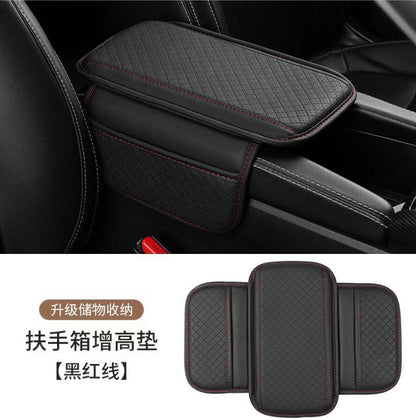 Center Console Arm-Rest Pad with Side Pockets, Small Size for Hatchbacks, Sedans Etc Car Armrest Seat Box Cover, Leather Auto Armrest Cover