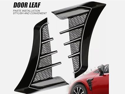 2Pcs Car Air Flow Vent Fender Trim HD-717 Glossy Black Sports Car Styling Decorative Aero Decal Sticker Exterior Accessory Compatible with Tata Tiago (Type-II) 2020-2021