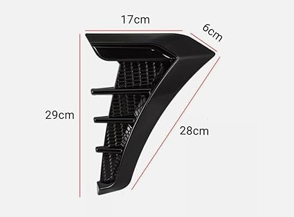 2Pcs Car Air Flow Vent Fender Trim HD-717 Glossy Black Sports Car Styling Decorative Aero Decal Sticker Exterior Accessory Compatible with Tata Tiago (Type-II) 2020-2021