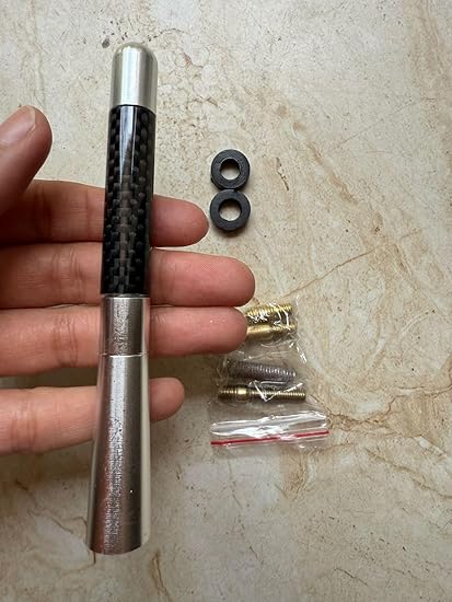 Car Antenna Carbon Fiber AM/FM Radio Antenna Screw-in Stubby Aerial Replacement Universal Screws Base Compatible with Most Cars (sparco)
