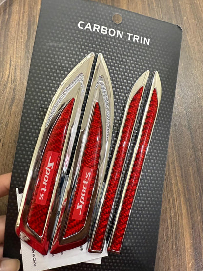 2Pcs Carbon Fiber Car Side Fender Air Wing Vent Cover Trim Stickers Accessories