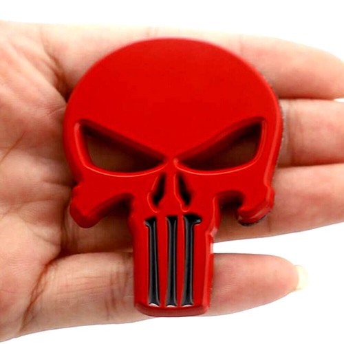 Caroxygen Universal 3D Punisher Skull Red Metal Car Emblem Badge Sticker