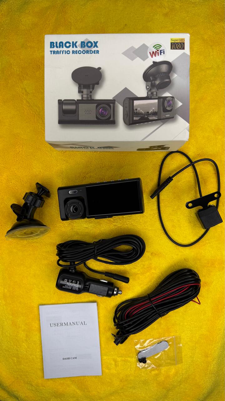 WiFi Black Box Traffic Recorder Full HD 1080P Dash Cam with Wide Angle Lens, Parking Monitor & Mobile App Support