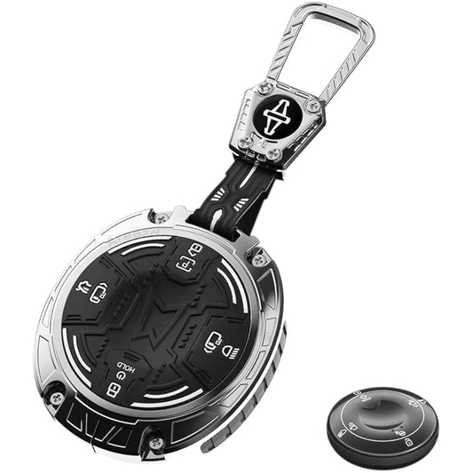 Premium Metal Smart Key Cover Compatible with Tata Smart Key | Zinc Alloy + Silicone Key Case | Scratch Resistant | Luxury Key Shell with Keychain |