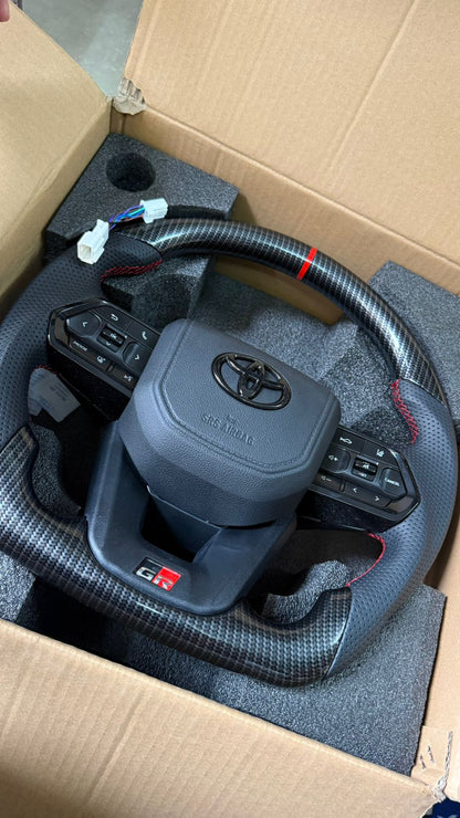 Caroxyen Real Carbon Fiber Steering Wheel for Toyota Hilux|OEM Multi-Function Button Compatible