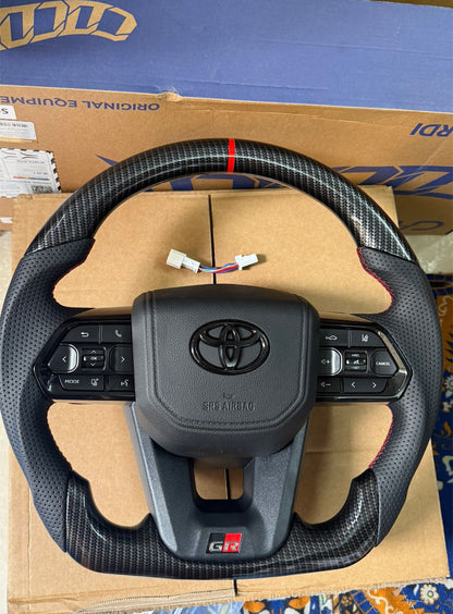 Caroxyen Real Carbon Fiber Steering Wheel for Toyota Hilux|OEM Multi-Function Button Compatible