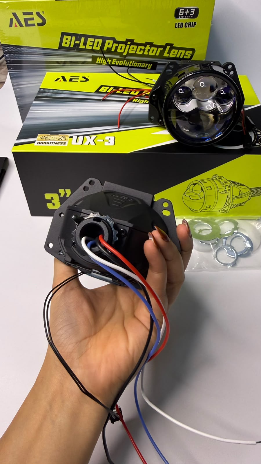 AES UX-3 Bi led 3 inch Triple Laser projector Lamp for Headlights 45W/80W Per Piece (1 Year Warranty