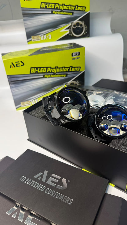 AES UX-3 Bi led 3 inch Triple Laser projector Lamp for Headlights 45W/80W Per Piece (1 Year Warranty