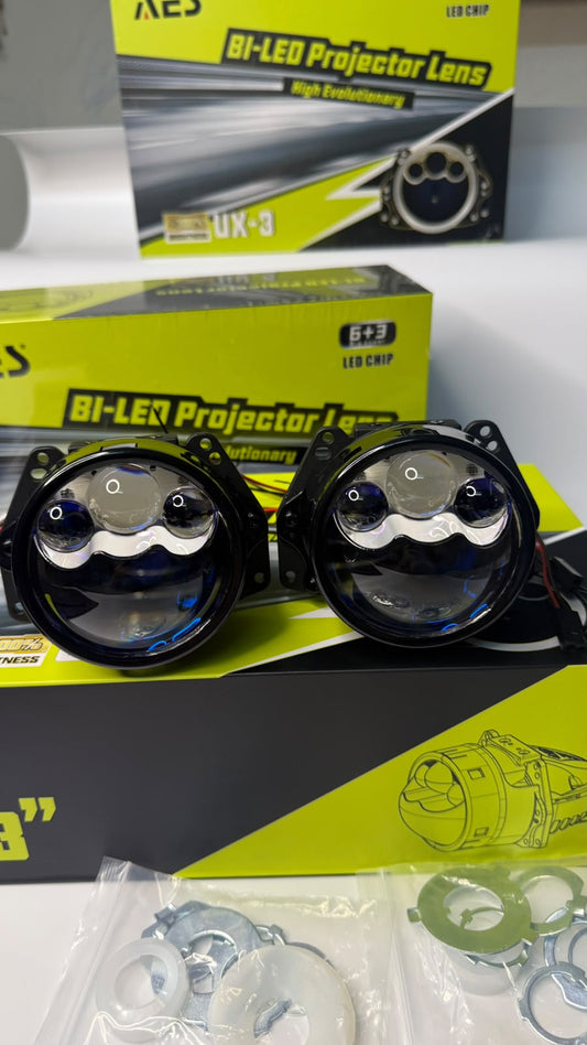 AES UX-3 Bi led 3 inch Triple Laser projector Lamp for Headlights 45W/80W Per Piece (1 Year Warranty