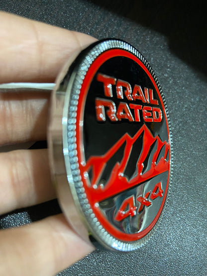 3D Trail Rated Red and Black Badge Emblem Sticker Decal for JeepCar Bike SUV Mobile Laptop (6 cm)