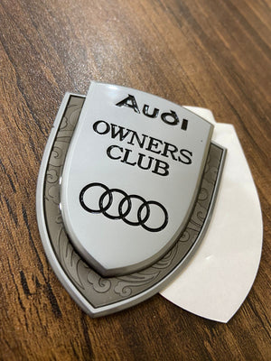 1 x Metal New AUDI OWNERS CLUB Logo Car Auto Decorative Side Rear Emblem Badge Sticker Decal for AUDI