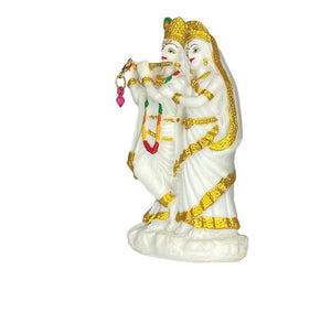 Radha Krishna Statue With Antique Golden Lining For Car Dashboard Or temple