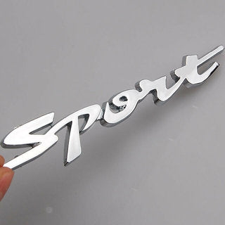CarOxygen - Sport Cursive Black Badge Emblem Sticker Decal for All Car Bike Mobile Laptop/Metal Sticker Badge for Cars and Bikes