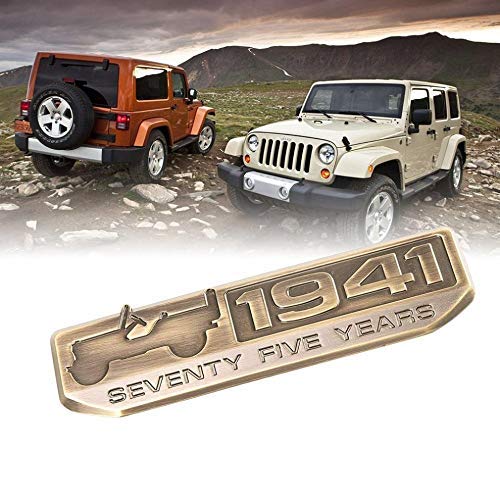 1941 75th Anniversary Emblem Sticker for Jeep, Cars, Metal (Bronze)