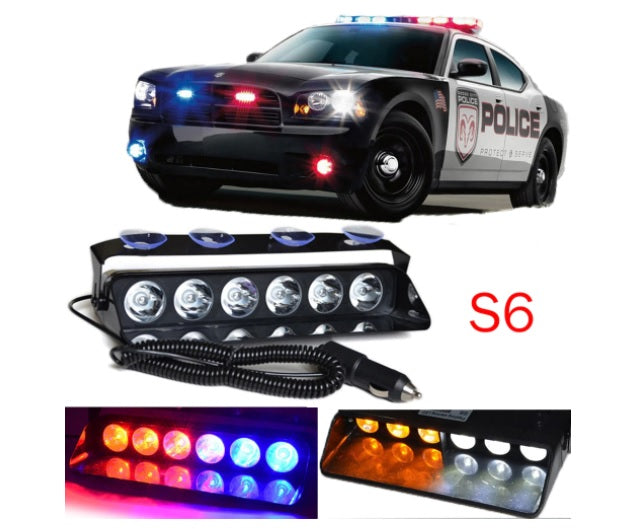 Car Oxygen-Red/Blue LED Car Dashboard Strobe Flasher Police Light 3 Modes For All Cars