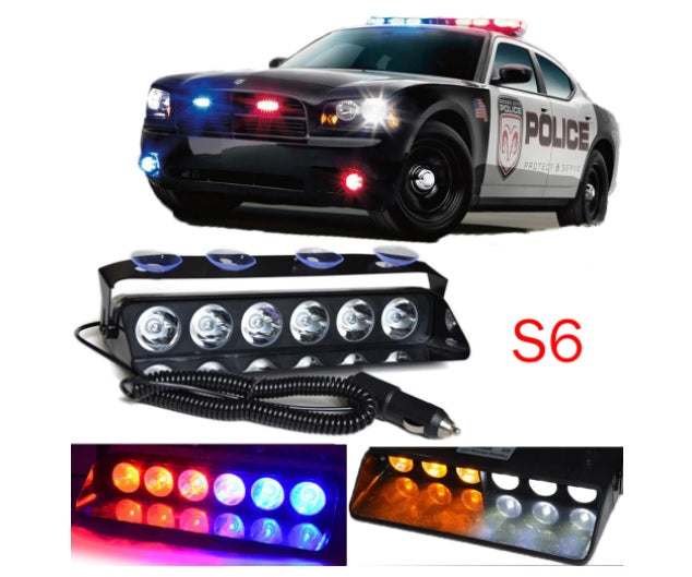 8 LED Police Flasher Light Red & Blue Dashboard - AutoVate