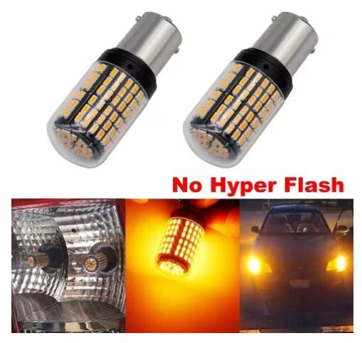 6 MONTHS WARRANTY 2800 Lumen 3014 Chipset 144 SMD Amber Canbus Error Free Led Turn Signal Light Led Bulb Front Rear Turn Signal Bulb (BA15S P21) Set Of 2