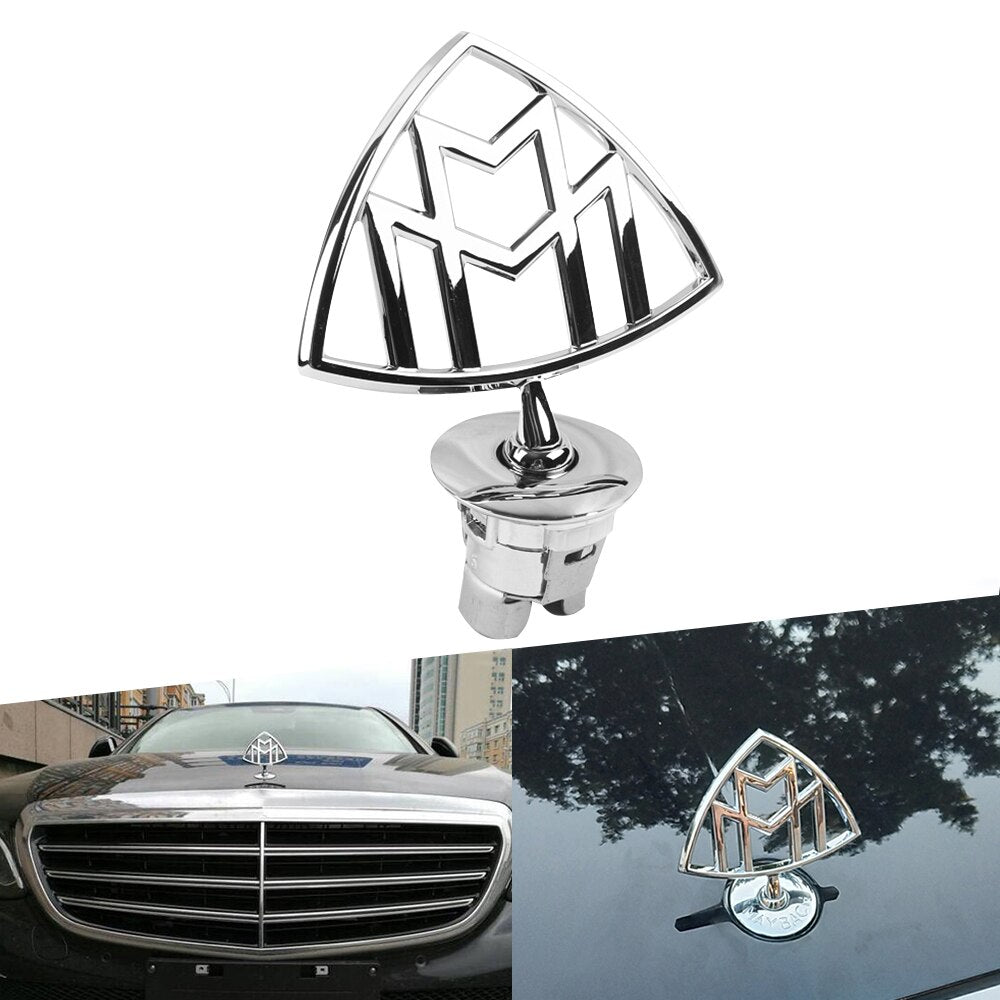 For Maybach Logo Car Front 3D Standing Metal Emblem Auto Hood Rear Badge for Mercedes-Benz Maybach C E S class S400 S500 S600