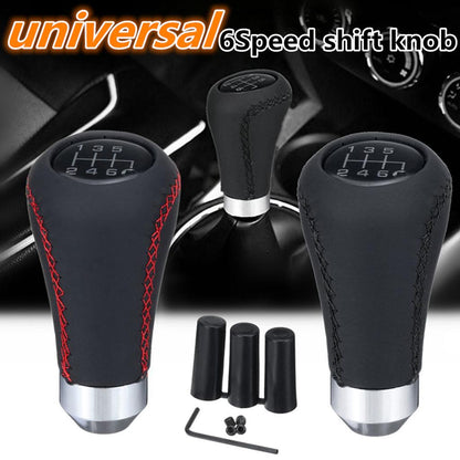 CarOxygen - Gear Shift Knob Red Universal Car Gear Knob Shifter PU 6 Speed with 3 Adapters Manual Shift Stick