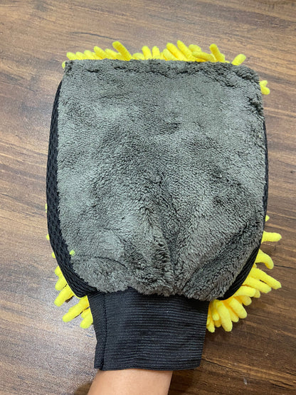 Microfiber Chenille & Glass Cloth Mitt, 1 Piece 800 GSM , Multi-Purpose Super Absorbent and Perfect Wash Clean with Lint-Scratch Free Cars, Window, Kitchen, Home Dusting!