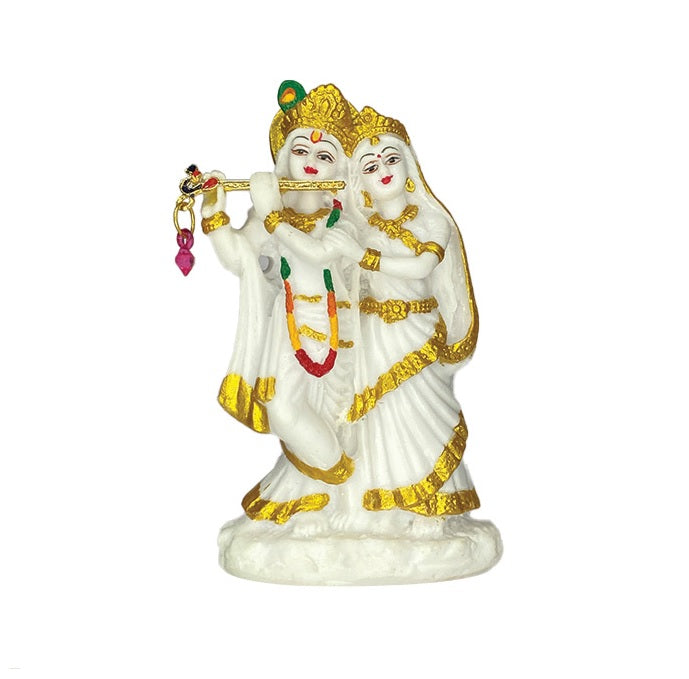 Radha Krishna Statue With Antique Golden Lining For Car Dashboard Or temple