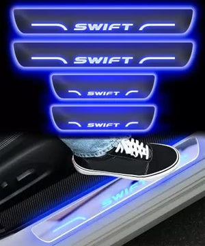 Royal Blue Black Beauty Base Led Illuminated Door Sill Plates led Footsteps Scuff Plates Compatible for Maruti Suzuki Swift (Set of 4)