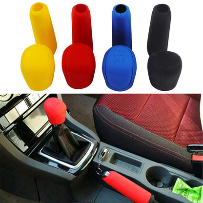 CarOxygen Silicone Gear Shift Knob Cover and Handbrake Cover  (5.5cm x 2.1", Red) -2Pcs Set