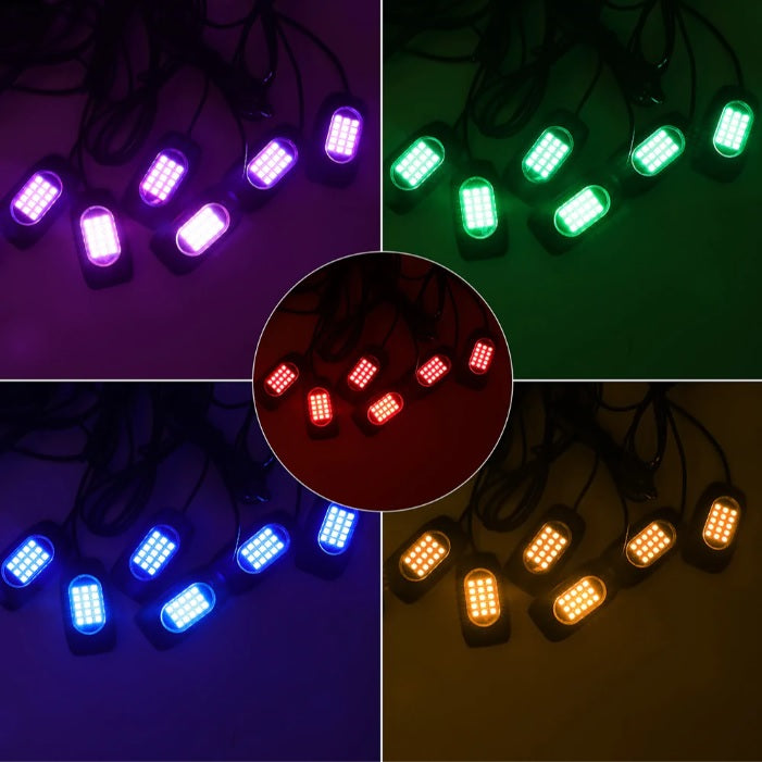 6 Pods RGB LED Rock Lights/Timing Mode/Waterproof - Rock Light Underbody Light