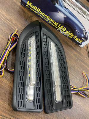 3 in 1 Car Side Decorative Fender LED DRL with Turn Signal & Door Shadow Light (ABS Plastic, Installation Required) (Set of 2)