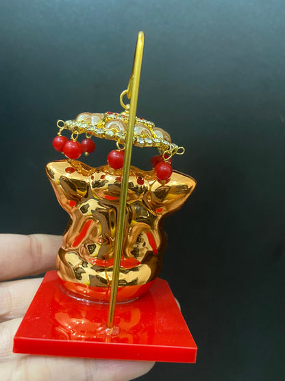 Small Ganesh Idol for Car Dashboard, Ganesh JI Statue, Handicraft Item for Home Decor, Office Decor, Shelf Decor (10 X 5 Cm )