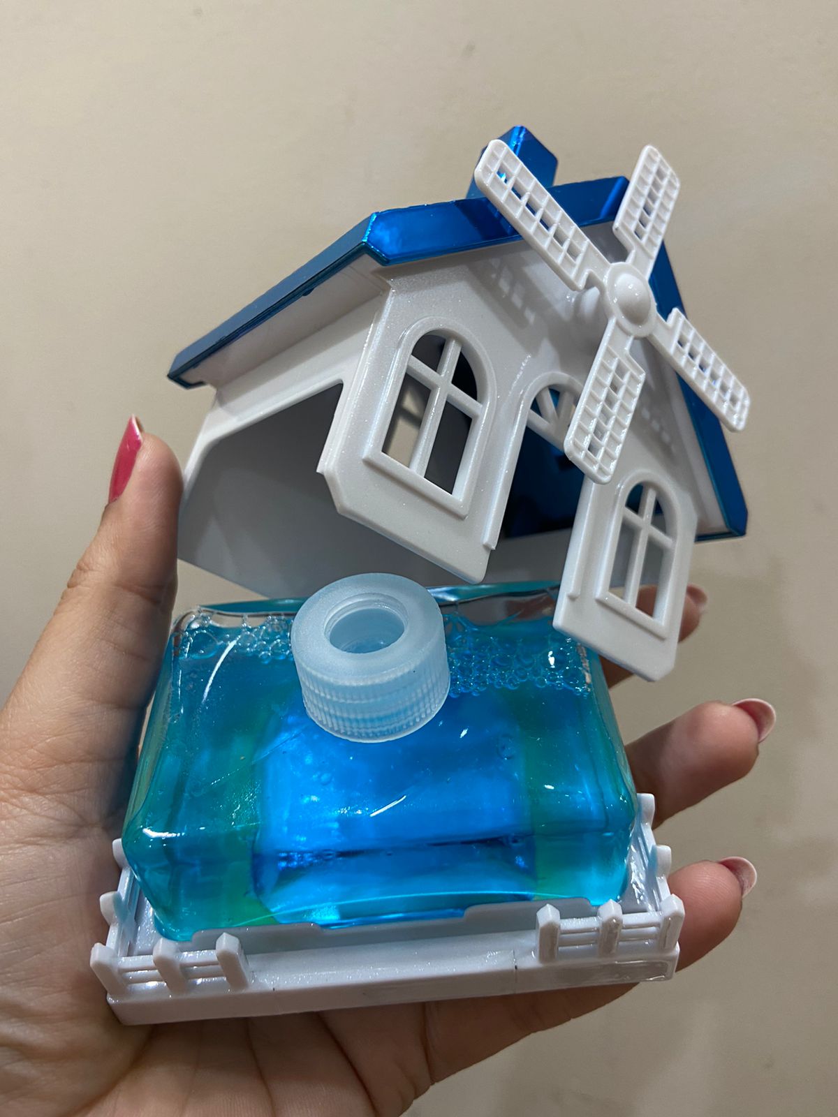 Solar Power Hut shape House with Windmill Design Fan 360 Degree Rotating Dashboard Air Freshener Perfume, with Organic Fragrance