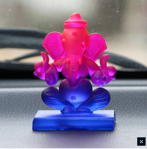 Double Sided Crystal Car Ganesha Showpiece