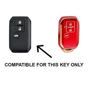 TPU Gold Car Key Cover Compatible for Maruti Suzuki Swift, Dzire, Baleno, Ertiga 3 Button Smart Key Cover (Pack of 1, Black)