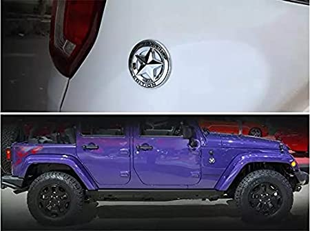 Star Texas Edition Emblem Sticker for All Cars, Metal (Silver)