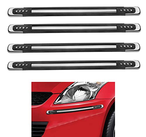 Car Front and Rear Corner Bumper Guard Protector | Black and Chrome | Anti-Collision | Anti-Scratch Bumper Protector for Maruti Suzuki Baleno RS (2019)