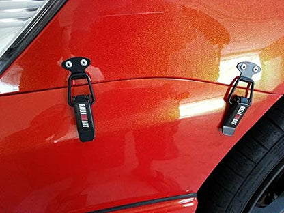 Metal Bumper Hook Lock Clip Car Small Boot Bonnet Side Bumper Toggle Fastener Catch Clip Compatible with All Cars (Black & Red)