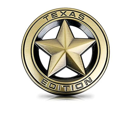 Star Texas Edition Logo 8 x 8cm Car Bike Metal Star Texas Edition Logo Car Emblem Texas 3D Badge Auto Racing Sport Sticker Grand Tourer Decal (Silver RED Star Texas Edition 3D Sticker)