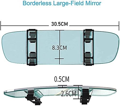 Rear View Mirror 11.8", Wide Angle Rear View Mirror Frameless Universal Panoramic Rearview Mirror, Convex Car Interior Mirror to Reduce Blind Spot Effectively for Cars SUV Trucks Universal